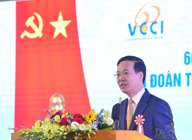 Chủ tịch nước Võ Văn Thưởng phát biểu chỉ đạo tại Lễ kỷ niệm 60 năm ngày truyền thống VCCI (27/4/1963-27/4/2023)